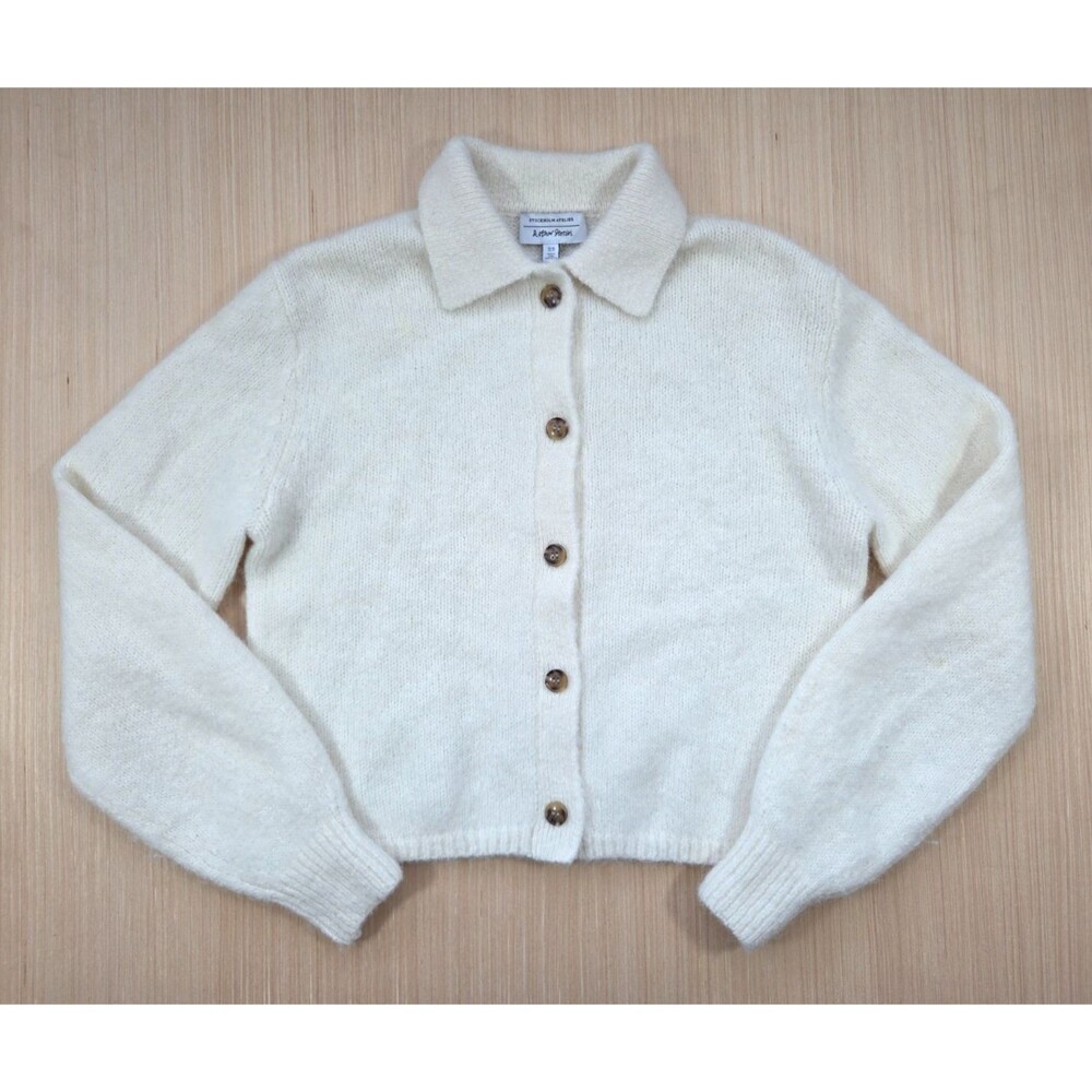 & Other Stories Size XS Alpaca Wool Blend Relaxed Oversize Cream Cardigan